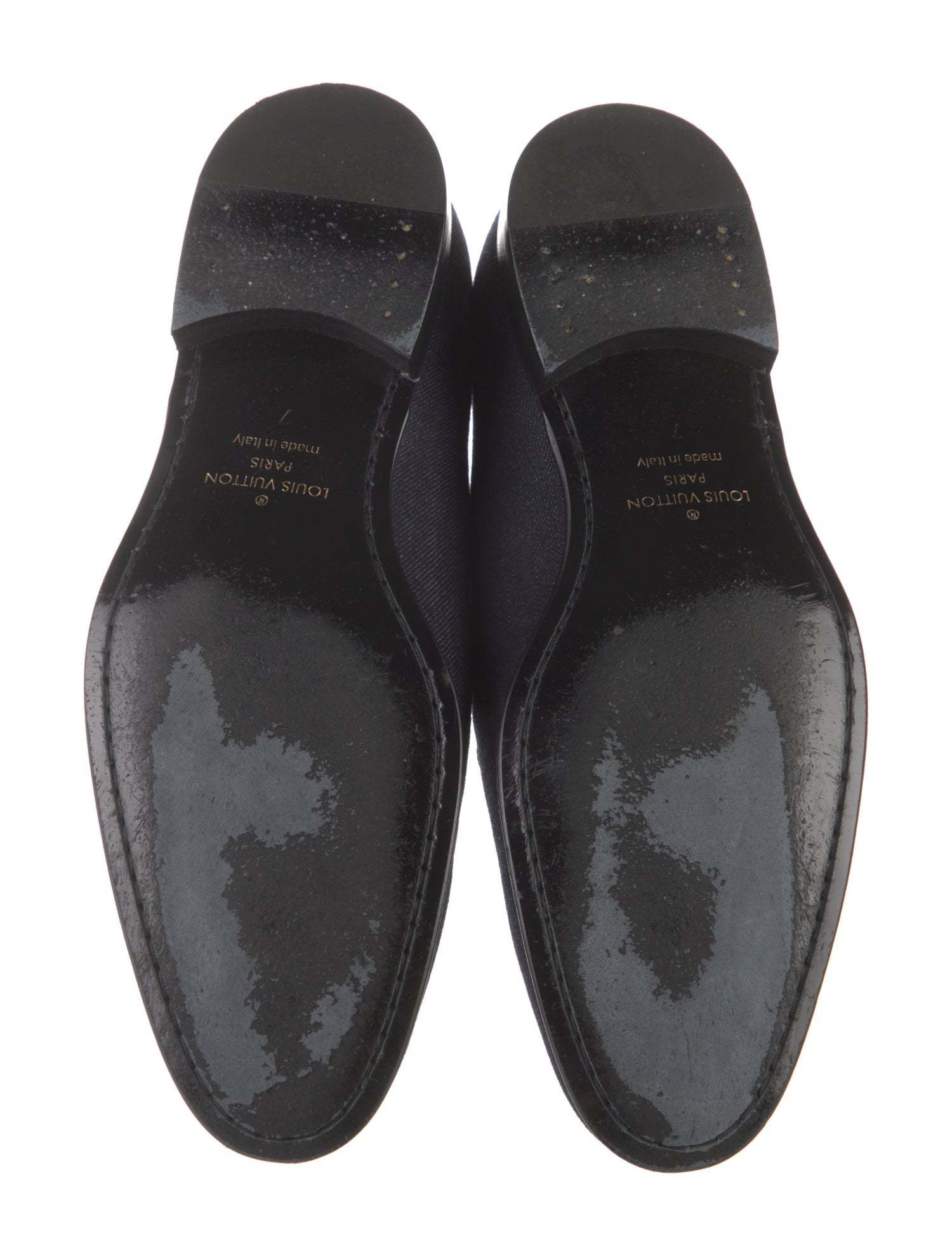 Louis Vuitton Denim Embroidered Accent Slippers